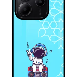 cute astronaut chilling redmi note 14 5g glass case